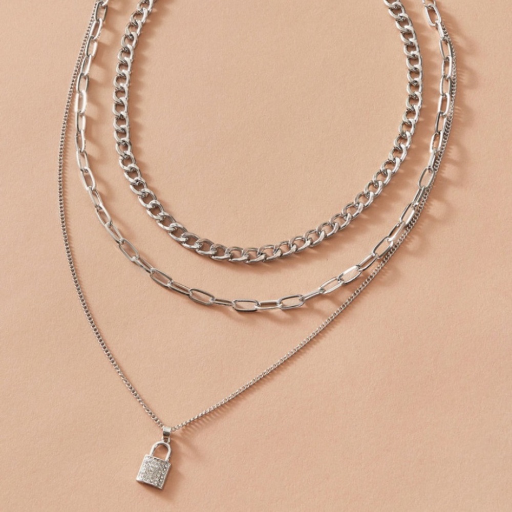 Lock Charm & Chain Necklace - Picture 2 of 5